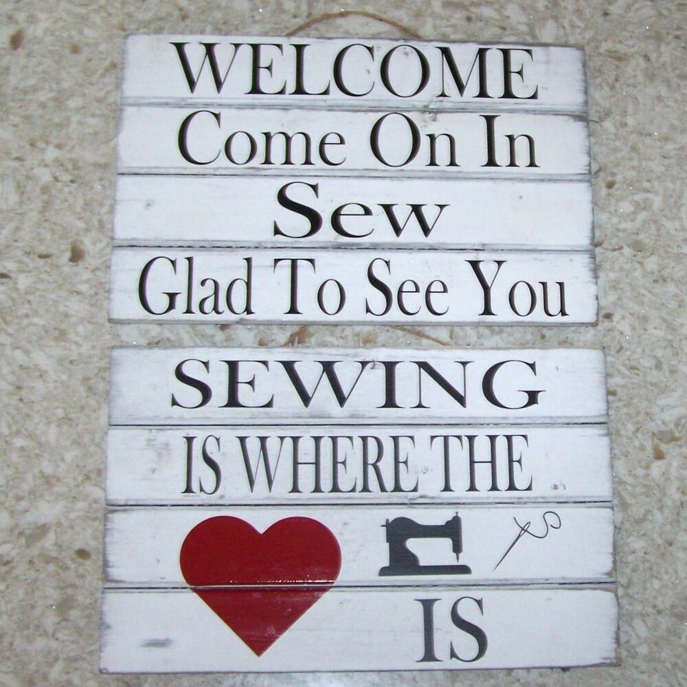 Wooden Signs Sewing Room Pair